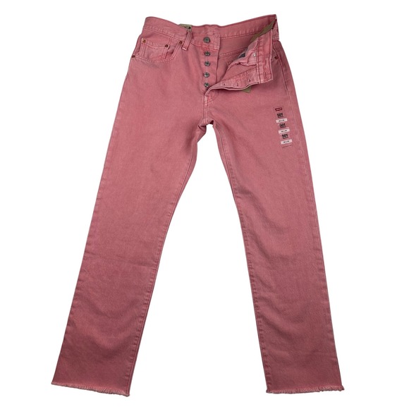 Levi's 501 Org High Rise Straight Leg Jean Pink Button Fly 30x30 NWT 00802 - Picture 2 of 12